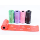 20 Pcs/Rolls Biodegradable Cute Plum Dog Paw Print Colorful Pet Dog Waste Bin Bag