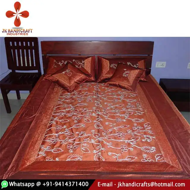Seide Indischen Bett-abdeckung Ethnische Orange Seide Bettdecke