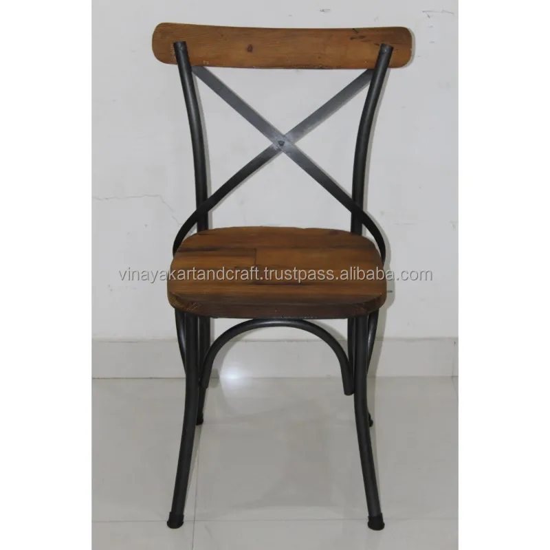 Industrial Vintage X silla estilo francés antiguo de madera de pino X silla restaurante Cafe de comedor de madera de hierro X silla