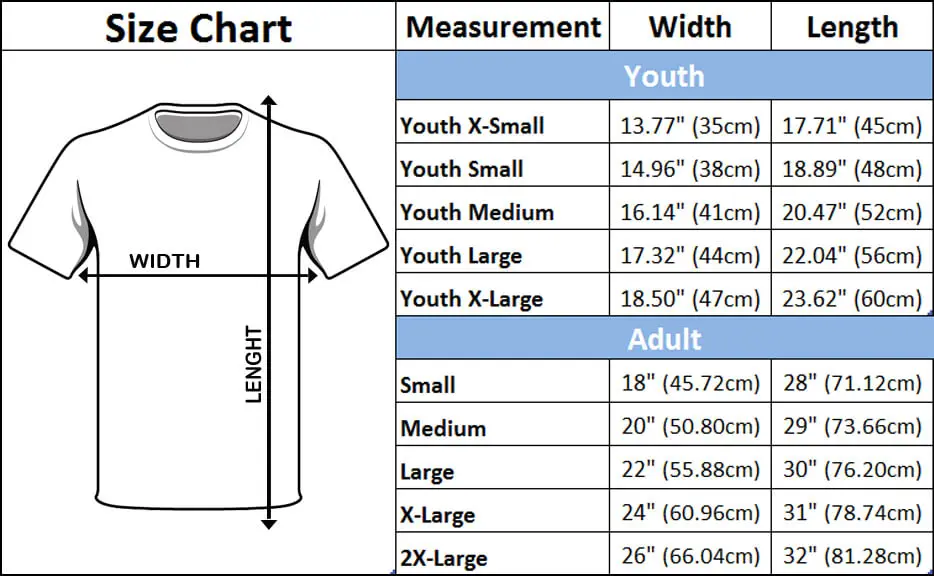 Kids T Shirt Size Chart