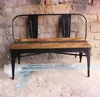 Vintage Reclaimed French Industrial Style Iron Wood Sofa Bench Furniture
