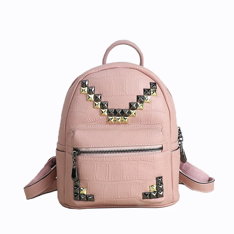 New design alligator pattern genuine leather travel bag rivet pink women fashion waterproof backpack wholesale
New design alligator pattern genuine leather travel bag rivet pink women fashion waterproof backpack wholesale