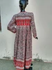 new Crinkle dress / Victorian motif printed / Crochet lace trim / Traditional design printed cotton long woman's dress