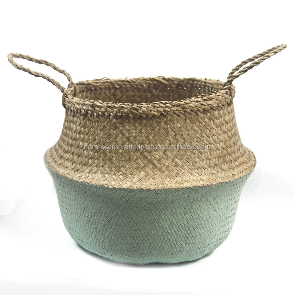 handmade belly seagrass basket/ belly seagrass basket with haft