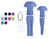 Stylish Womens Nursing Medical Scrub Set w/ Stretch Panels and Cargo Pants