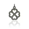 Silver Diamond Pave Four Heart Charm Pendant