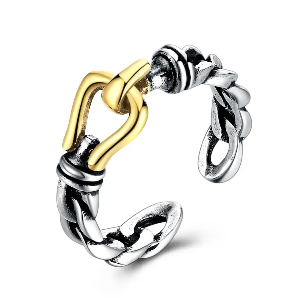 Resizable Rings Vintage style 925 sterling silver adjustable clasp ring, Silver+gold
Resizable Rings Vintage style 925 sterling silver adjustable clasp ring, Silver+gold