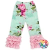 Kids Girls Fashion Clothing Long Ruffle Pants Flower Cow Print Pants The Fall Merchandise Custom Ruffle Pant Sets