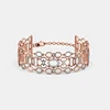 Fine Jewelry 14 Kt Real Solid Rose Gold Cubic Zirconia CZ Curb Women'S Bracelet Bangle