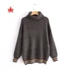 latest fashion ladies custom loose wool cotton knit pattern embroidered women pullover turtleneck sweater