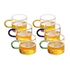 6pcs in 1box Glass small cups color takes heat-resistant glass sample tea cup transparent tea cups