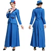 Deluxe 4 Pieces Blue Vintage Retro Medieval Halloween Carnival Costumes for Women
