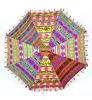 24'' Vintage Cotton Parasol Indian Hand Embroidered Designer Umbrellas