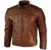 TOP QUALITY STYLISH NEW LOOK 100% REAL BROWN LEATHER JACKET