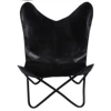 wholesale Luxury furniture upholstery folding genuine quality goat leather butterfly chair for home furniture