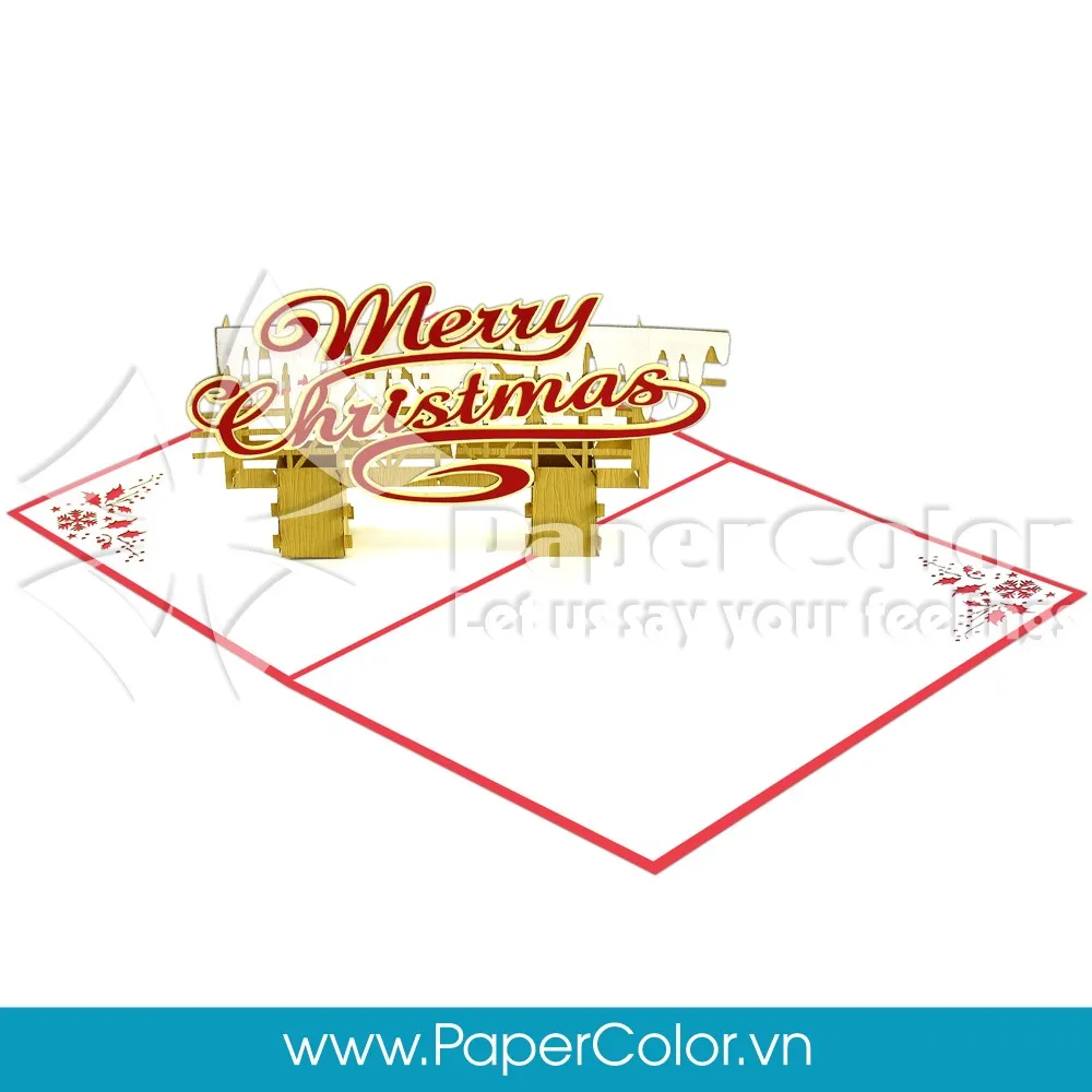 up card greeting merry christmas vietnam handmade lasercut on m