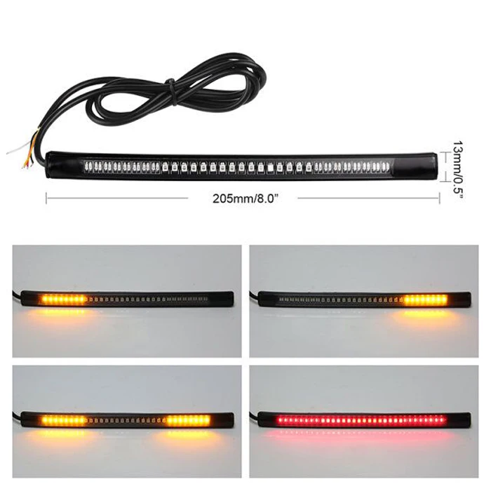 Universal led Motorcycle Light Strip Tail Brake Stop Turn Signal 48SMD Flexible led light for motorcycle