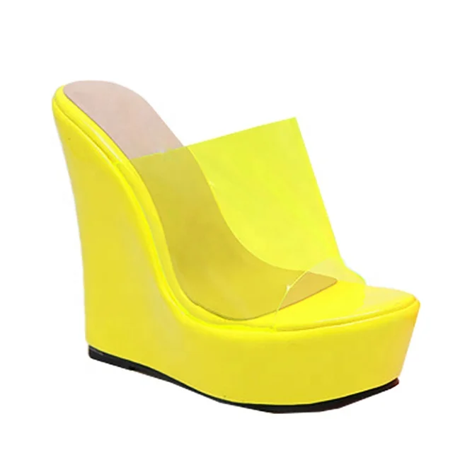 2019 Hot Sale Summer Slippers Pure Color Transparent Slope Heel High Heels Open Toe Slip-on Slide Sandals for Women, Orange yellow
2019 Hot Sale Summer Slippers Pure Color Transparent Slope Heel High Heels Open Toe Slip-on Slide Sandals for Women, Orange yellow