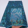 Nigerian Wedding Lace with Sequins Blue Net With Full Sequins Lace Nigerian Lace Fabric XZ2627B