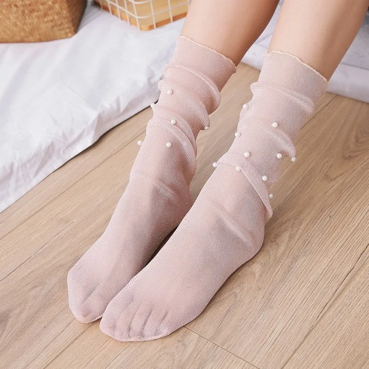 New Design Fashion Unique Shiny Socks, Glitter Ankle Socks With Beads