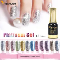 

Venalisa 12ml Platinum Gel Gold sliver Foil led uv soak off color gel coat chrome glitter shiny soak off canny nail polish gel