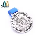Factory sublimation medal silver finisher metal embossing 5k running world run sport medallion