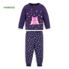 MGOO New Design OEM Full Print Girls Pajamas Set Long Sleeves Children PJS Round Collar Kids Sleepwear