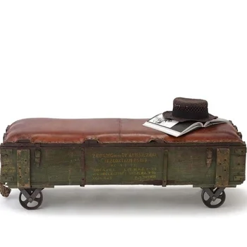 Industrial Iron Rectangular Shape Cushion Bench 49x18x16 3 Inch