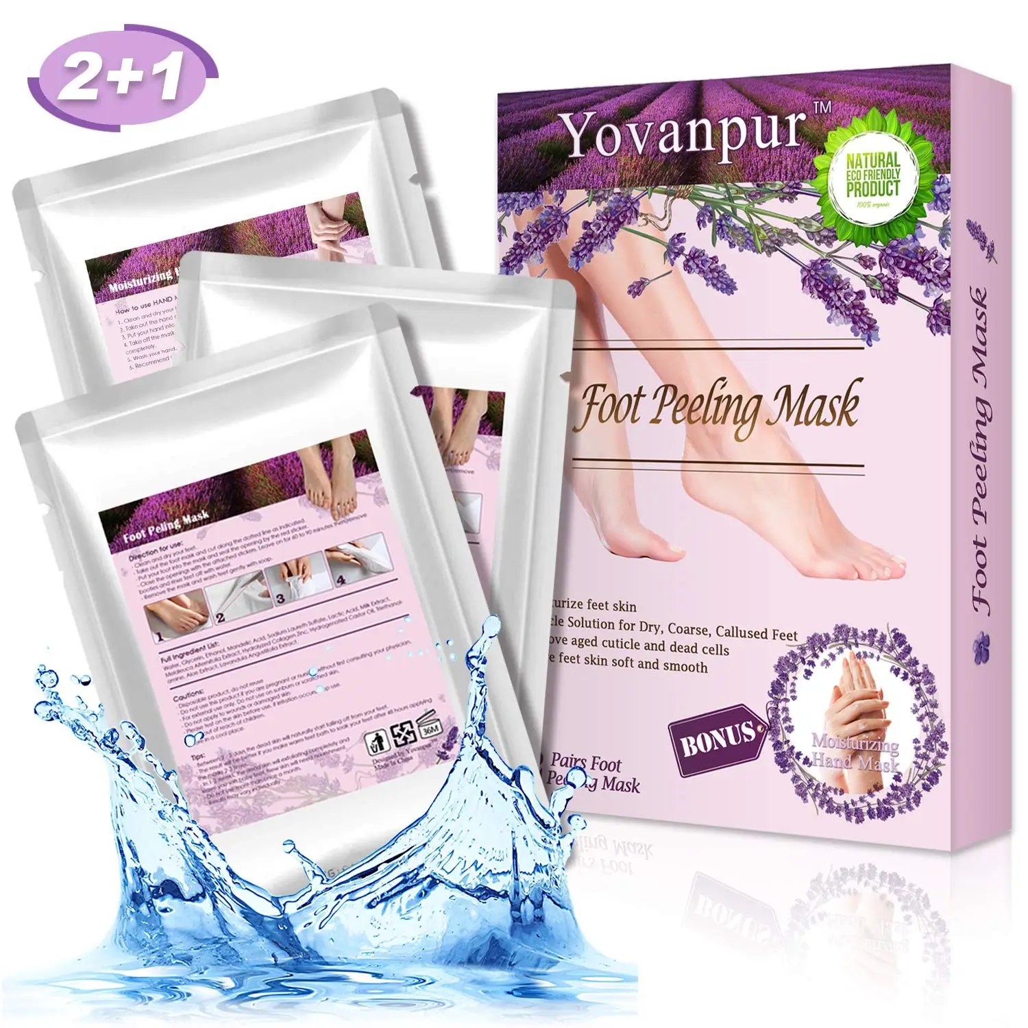 2 Pairs Lavender Exfoliating Foot Mask For Dry Dead Skin Smooth Feet, Natural Treatment, Repair Rough Heels,Callus Remover