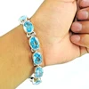 Glittering blue topaz gemstone bracelet handmade 925 sterling silver jewelry bracelets exporters