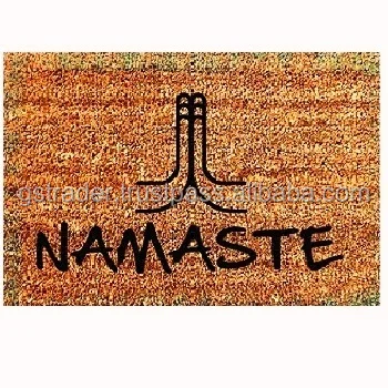 Namaste logo Hotel custom PVC coir anti slip door mat Customized foot mat