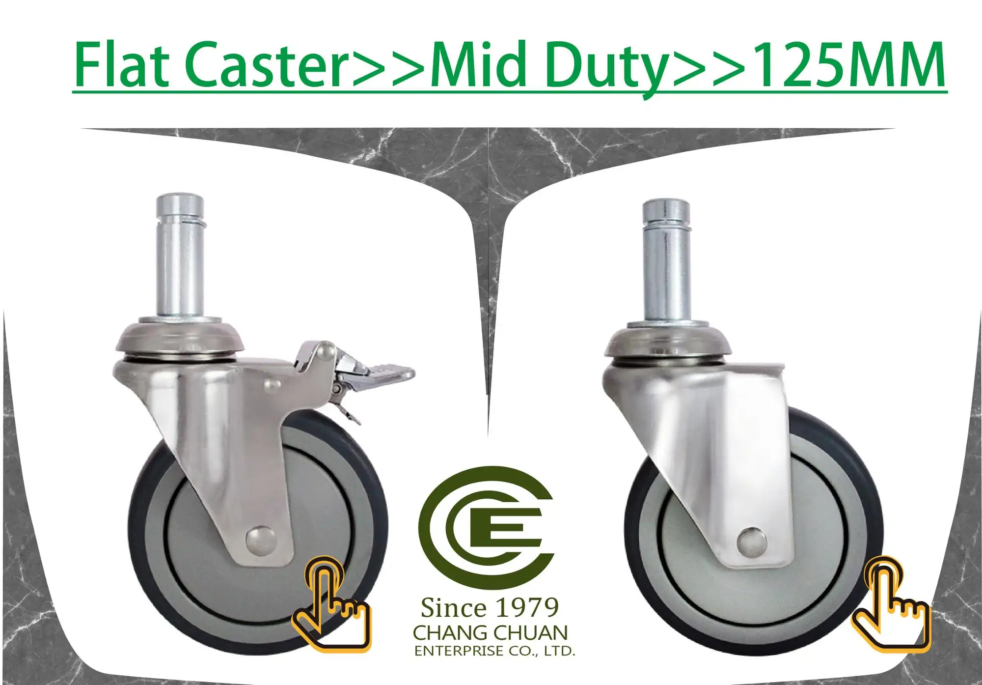 Cce Caster 4 Hard Rubber Swivel Caster Wheels 360 Degree Top