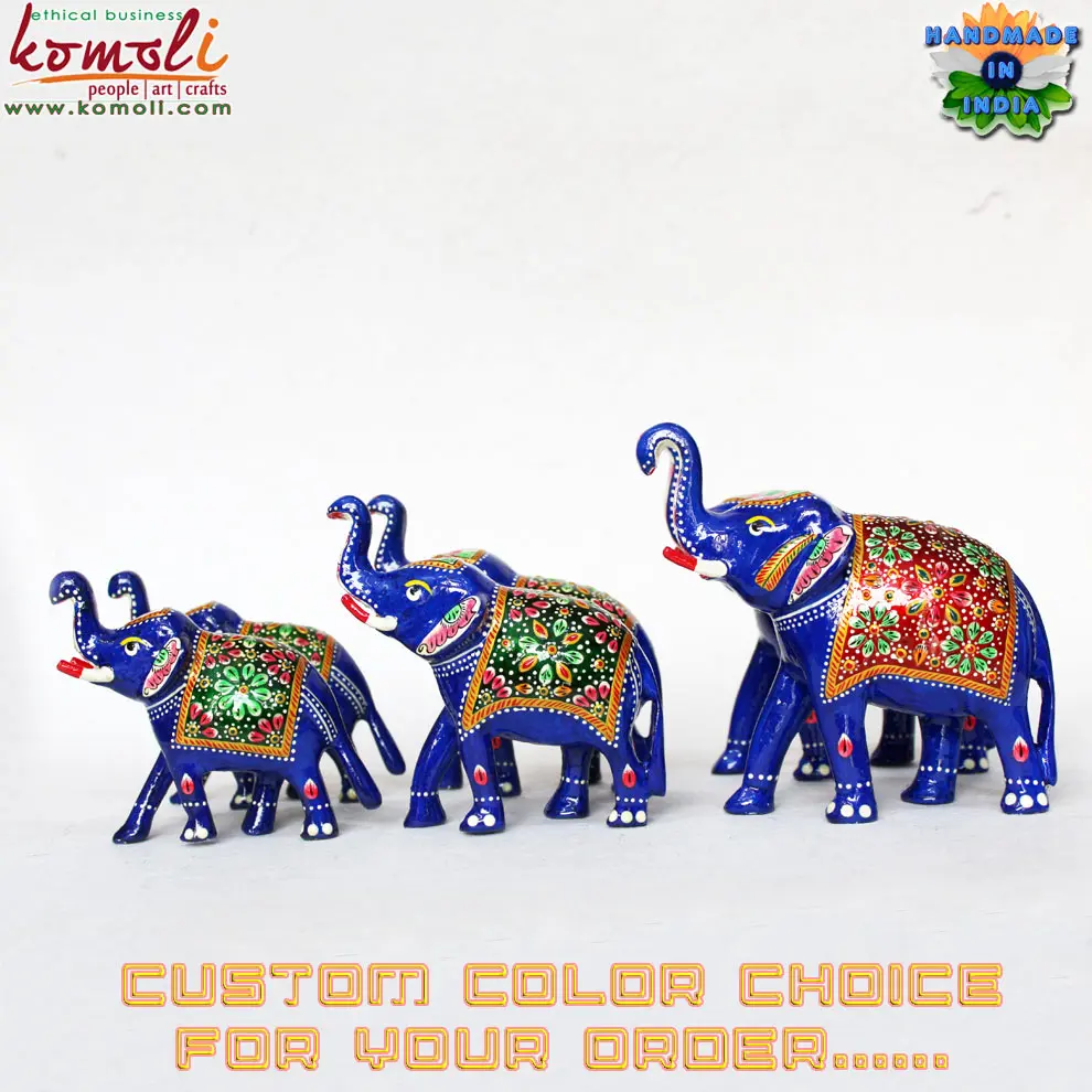 Meenakari Metal Elephant three sizes trunc up KOMOLI-43025-ML (5)