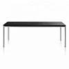 Stainless steel and black tempered glass l shaped square coffee table