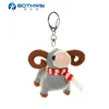Wholesale cute mini soft stuffed sheep animal reflective custom plush keychain with scarf