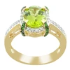 18 K Yellow Gold Plated with Natural Peridot,Natural Chrome Diopside and White Zircon Gemstones Studded 925 Sterling Silver Ring