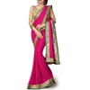 Out Of This World Rani Pink Color Georgette Saree with Brocade Blouse.