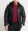 Mens Fly Puffer Quilt Genuine Leather Jacket Winter Down Warm Filling Jacket Leather Wear Coat Motorcycle Style Bomber Jacket