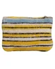 Custom Made Cotton Durrie Yellow Striped Printed Jewellery Pouch Bag