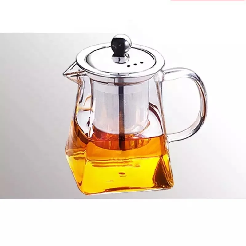 Hot sale 500ml square glass teapot with stainless steel strainer and lid, Transparent
Hot sale 500ml square glass teapot with stainless steel strainer and lid, Transparent