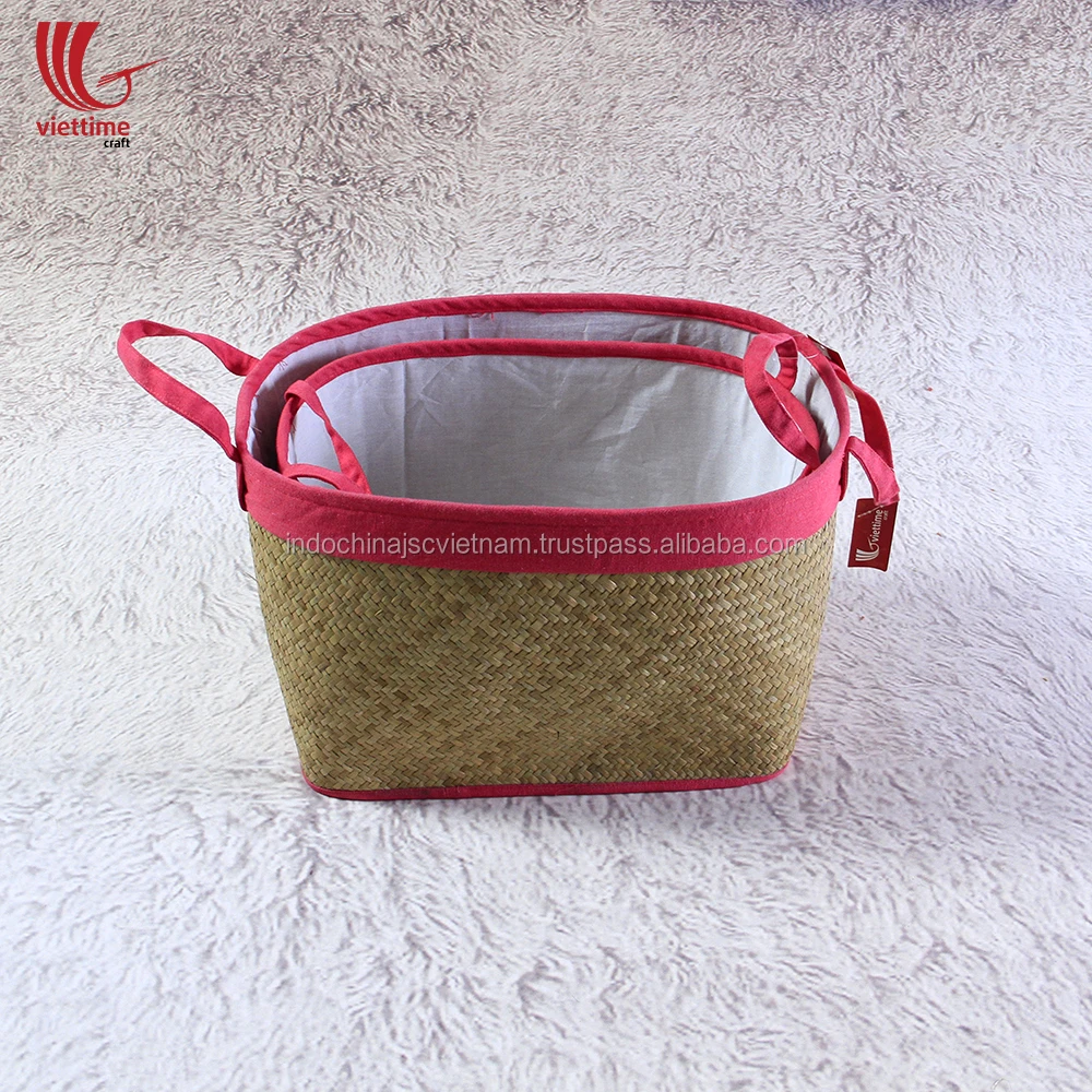set of 2 seagrass storage basket for plants/seagrass laundry