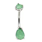 Prong set double green cz gems belly button navel jewelry