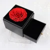 New Product Red Eternal Rose Flower Decorative Preserved Rose flowers In Leather Box With Drawer For Gift
