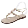 Sandal Wanita Big Size Crystal Sandalias Para Mulher Summer Crystal Diamond Flat Rhinestone Sandals for Women and Ladies