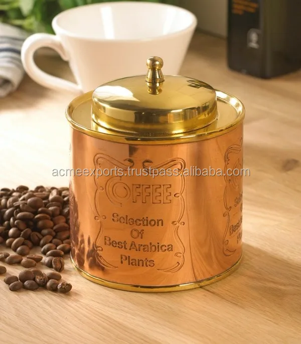 round coffee box with brass polished lid | round hat boxes with