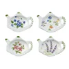 4 sets of floral porcelain teapot tea bag holders