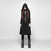 Punk Rave Gothic women's black knee-length oversized hood coat WY-964