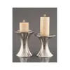 Round Wedding Event Candle stand Single Silver shiny Polish