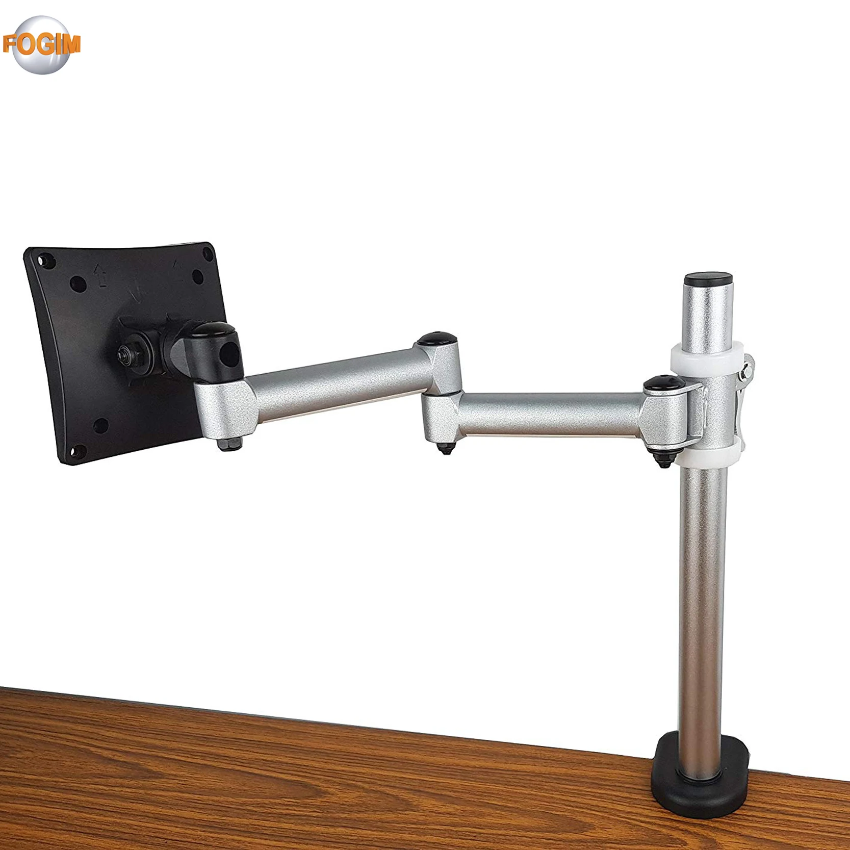 45 Degree Monitor Holder With Quick Release Lever On Table Through