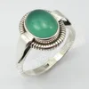 Handmade Semi precious stones Indian Jewellery Supplier 925 PURE SILVER GREEN ONYX Traditional Ring Size 8.5 Girls' Jewelry